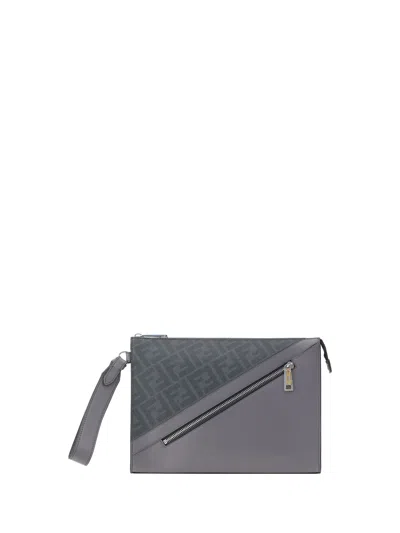 Fendi Clutch Bag In Grigio