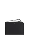 Fendi Leather Pouch Bag In Nero+palladio