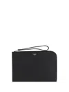Fendi Leather Pouch Bag In Nero+palladio