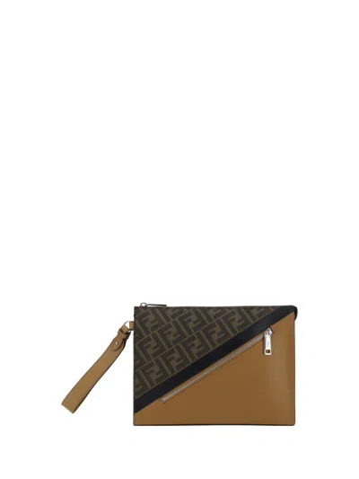 Fendi Clutch Bag In Tab.mr+sand+nero+p