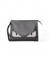 Fendi Clutch Monster Gray In Grey