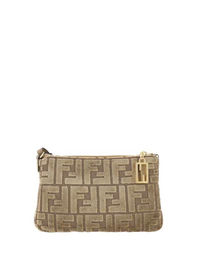Fendi Monogram Ff Clutch Bag In Beige