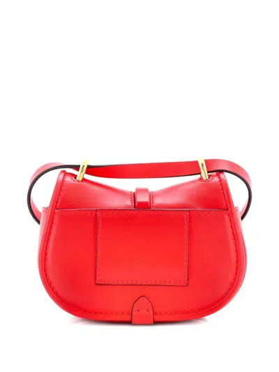 Pre-owned Fendi C'mon Leather Nano Shoulder Bag In Red