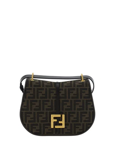 Fendi Cmon Ff Jacquard Medium Shoulder Bag In Brown