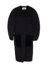 Fendi Wool Blend Coat Featuring Fur Pockets In Black