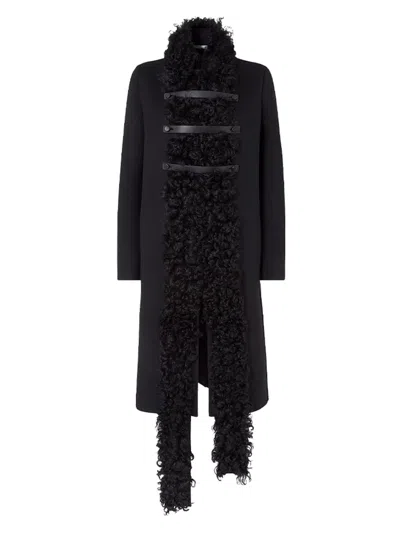 Fendi Black Double-sided Wool-blend And Shearling Coat In Multi