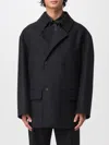 Fendi Double-breasted Caban In Slate Grey Wool Men In Blue