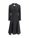Fendi Coat In Wool Grain De Poudre In Black
