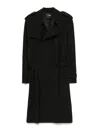 Fendi Black Wool Double-breasted Trench Coat In Black