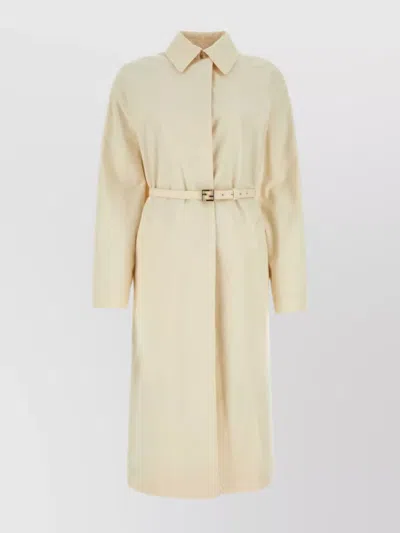 FENDI JACQUARD BELTED SINGLE BREASTED COAT