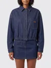 Fendi Feminine Denim Jacket With Tailored Patch Pockets In Blue