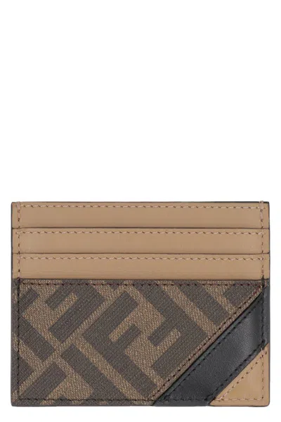 Fendi Coated Canvas Card Holder In Brown