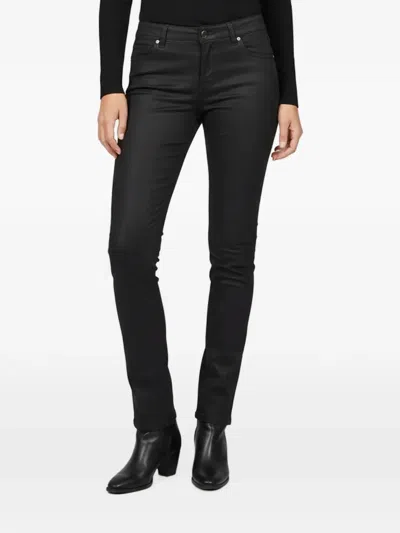 Pre-owned Fendi Coated Low-rise Jeans In Black