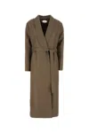 Fendi Belted Waist Leather Coat In Neutral