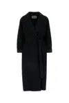 Fendi Black Wool Blend Coat In Black
