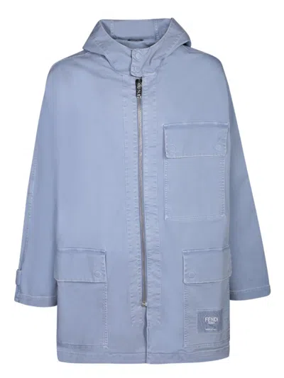 Fendi Gabardine Parka In Blue