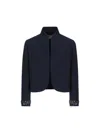 Fendi Woman Jacket Midnight Blue Size 8 Silk, Wool In Blue