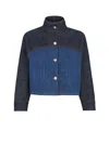 Fendi Two-tone Cropped Denim Jacket In Blue