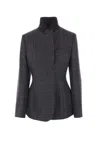 Fendi Tailored Blazer In Checked Wool In Grey