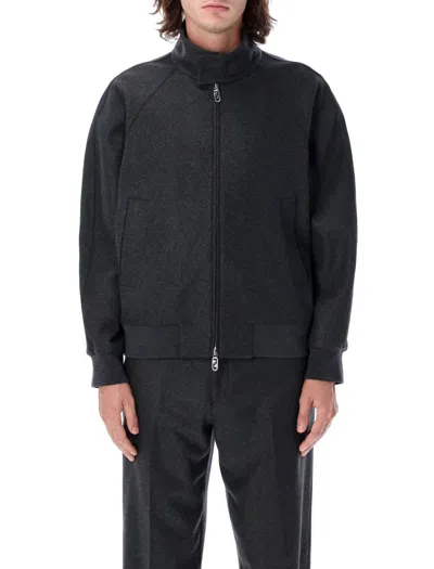 Fendi Cashmere Bomber Jacket In Peltro Grey