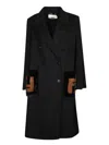 Fendi Straight-fit Midi Coat With Side Slits At The Bottom In Black