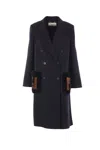 Fendi Straight-fit Midi Coat With Side Slits At The Bottom In Black