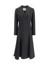 Fendi Coat In Wool Grain De Poudre In Black