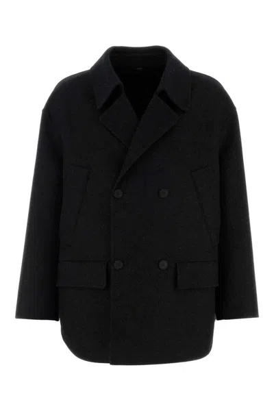 Fendi Felt Wool Coat Coats And Trench Coats Gray In Black