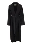 Fendi Black Wool Blend Coat In Black