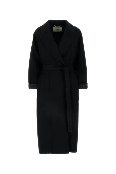 Fendi Black Wool Blend Coat
