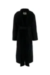 Fendi Black Wool Blend Coat In Black