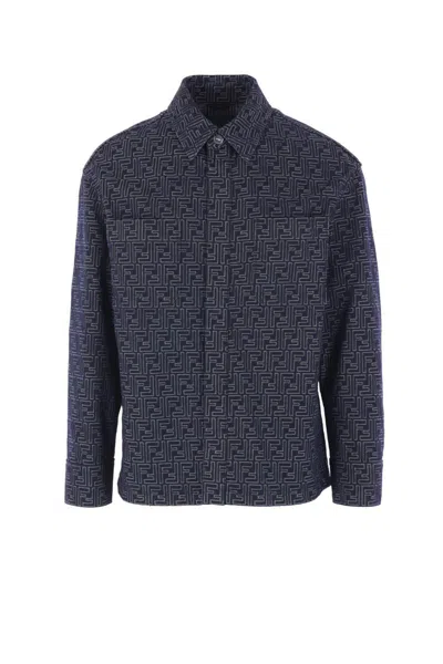 Fendi Coats In Blue