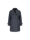 Fendi Padded Denim Caban Coat Double Breasted In Blue