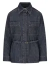 Fendi Go-to Denim Shirt Jacket With Quilted Ff Motif Clothing In Blue