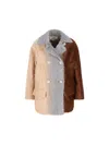 Fendi Double-breasted Color-block Coat In Brown