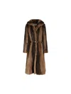 Fendi Single-breasted Shearling Coat In Brown