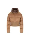 Fendi Short Padded Down Jacket With Shearling Collar Clothing In Brown