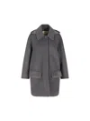 Fendi Long Sleeved Hooded Coat In Gray