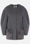 Fendi Women Wool Blouson With Mink Pockets And Inner Ff Logo In Gray