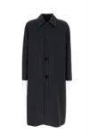 Fendi Cappotto In Misto Lana Antracite Uomo In Indaco