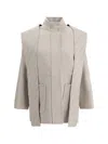 Fendi Beige Wool Parka With Removable Stole And Ff Monogram In Neutral