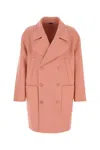 Fendi Double-breasted Wool Coat Featuring Large Pockets In Pink