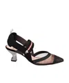Fendi Tech Mesh Hummingbird Slingbacks Shoes In Blue