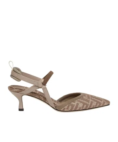 FENDI FENDI LOGO DETAILED SLINGBACK PUMPS
