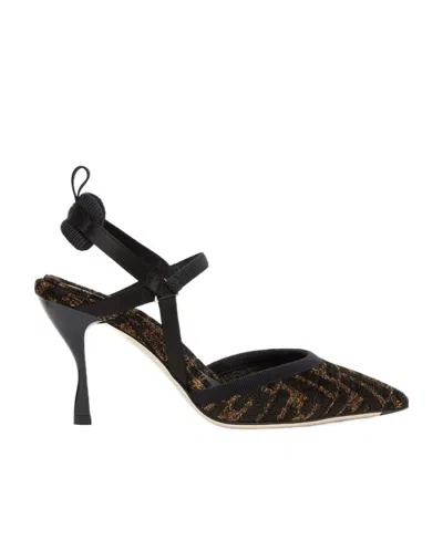 FENDI FENDI MONOGRAM JACQUARD POINTED-TOE PUMPS