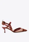 Fendi Colibri 55 Leather And Mesh Slingback Pumps
