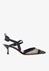 Fendi Colibri Ff Mesh Slingback Kitten-heel Pumps In Black