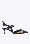 Fendi Colibri Ff Mesh Slingback Kitten-heel Pumps In Black