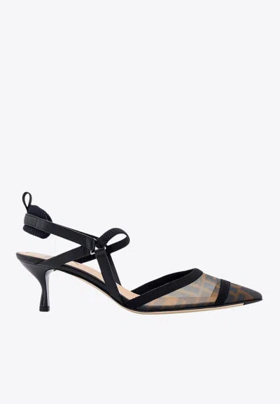 Fendi Lite Slingback Pumps Grosgrain Ribbon In Black