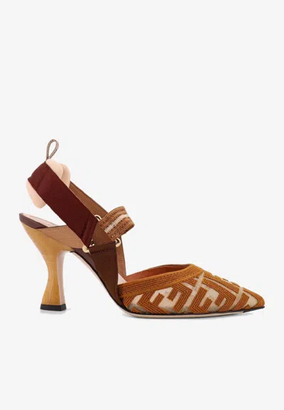 FENDI COLIBRI 55 MONOGRAM SLINGBACK PUMPS
